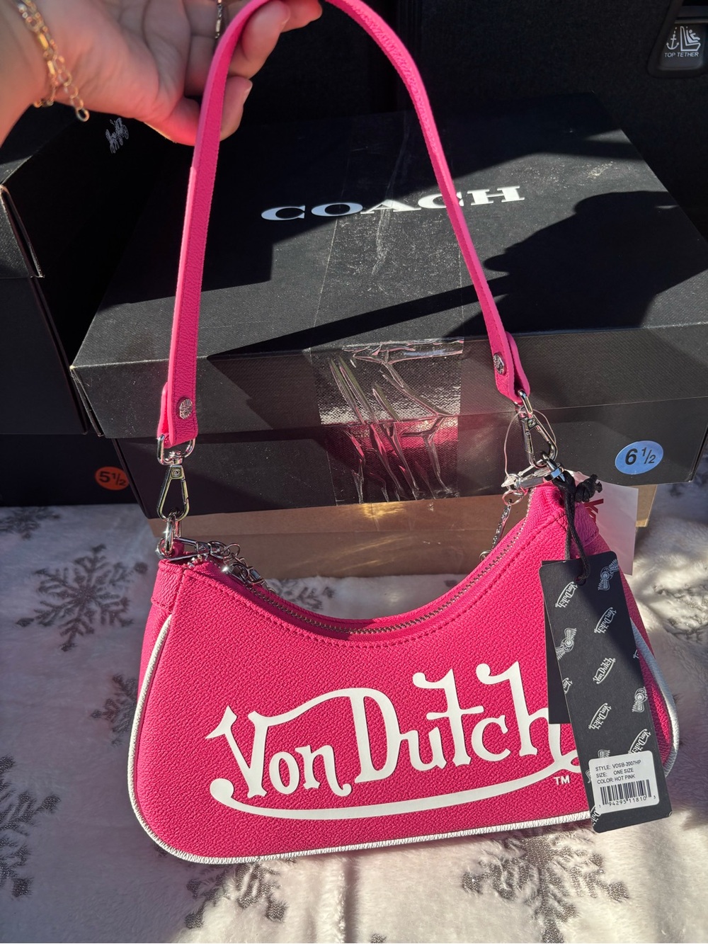 Von Dutch Hot Pink Logo Shoulder Bag